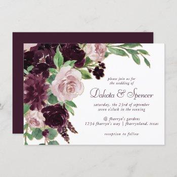 moody passions | dramatic purple wine rose bouquet invitation