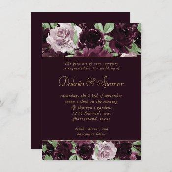 moody passions | dramatic purple wine rose garland invitation