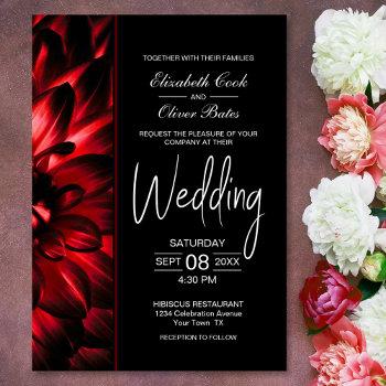 moody red floral wedding invitation
