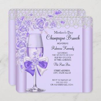 mother's day pretty lilac rose champagne brunch 2c invitation