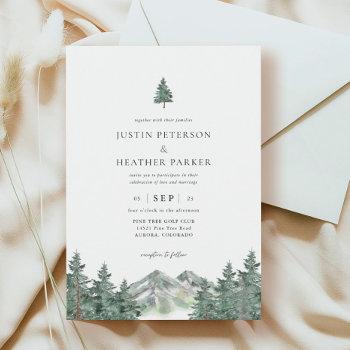 mountain forest pine tree mountain wedding invitation