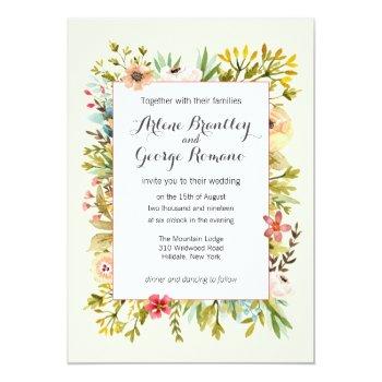 Small Mountain Meadow Watercolor Wildflowers Wedding Front View