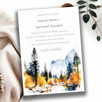mountain river fall winter landscape wedding invitation
