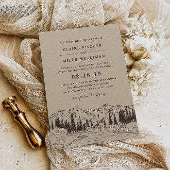 mountain sketch wedding invitation | kraft