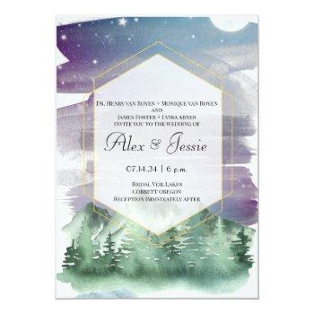 Small Mountains And Starry Night Sky Wedding Front View