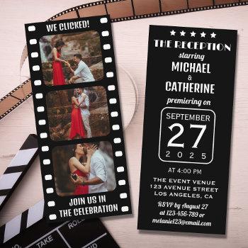 movie film strip black and white cinema wedding invitation