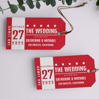 Small Movie Ticket Hollywood Wedding Unique Gift Tags Front View