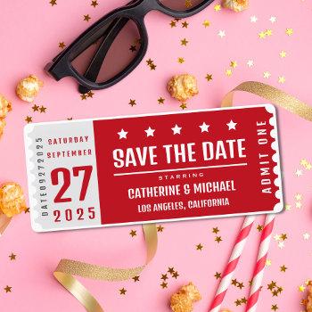 movie ticket hollywood wedding unique save the date