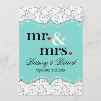 Small Mr & Mrs Blue Wedding Front View