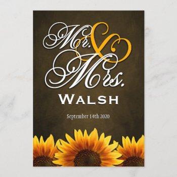 Small Mr & Mrs Brown Sunflower Wedding Front View