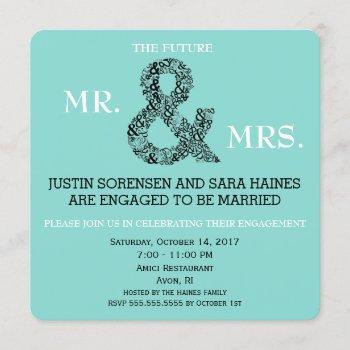 mr & mrs to be engagement bridal shower party invitation