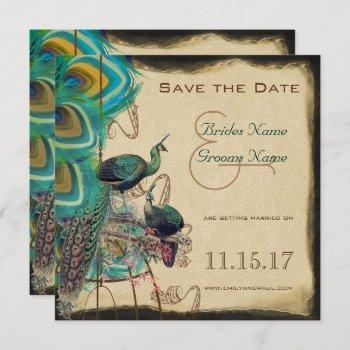 musical peacock bird cage love birds save the date invitation