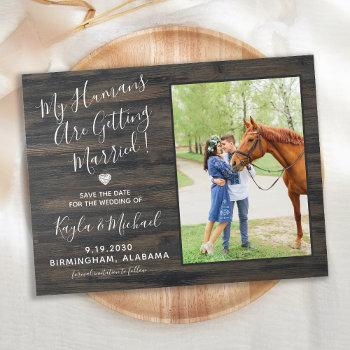 my humans getting married pet photo save the date announcement postcard