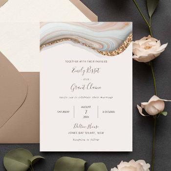 natural marble agate wedding invitation