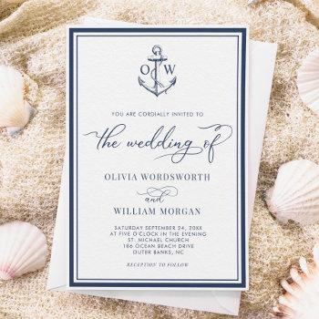 Small Nautical Anchor Monogram Frame Navy Wedding Front View