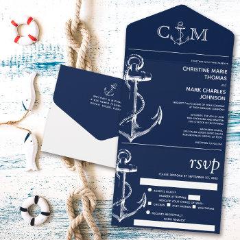 nautical anchor wedding song request navy meal all in one invitation
