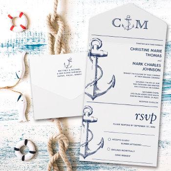 nautical anchor wedding song request white all in one invitation