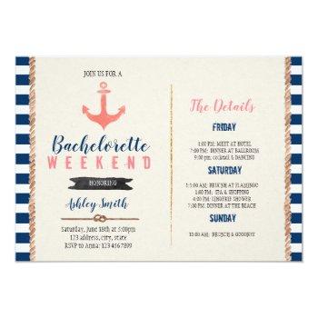 Small Nautical Bachelorette Itinerary Party Front View