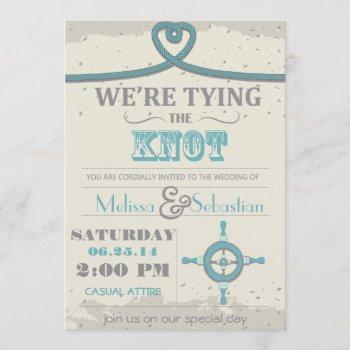 Small Nautical Beach Heart Knot Wedding Invite Front View