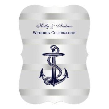 Small Nautical Blue Anchor Silver Wt Bg V Wedding Front View