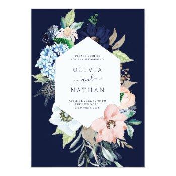 Small Nautical Flowers Navy Blue And Blush Pink Wedding Front View