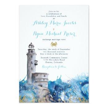 Small Nautical Lighthouse Waves Wedding Front View