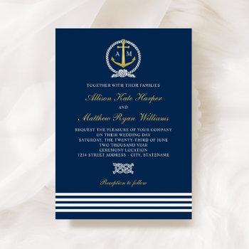 Small Nautical Navy Blue And Gold Anchor Wedding Front View