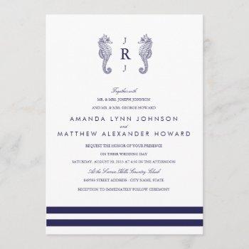 Small Nautical Navy Seahorse Wedding Front View
