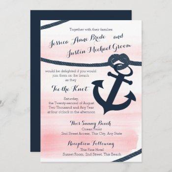 Small Nautical Pink And Navy Rope And Anchor Wedding Front View