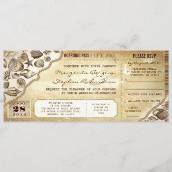 Small Nautical Wedding Boarding Pass Tickets Front View