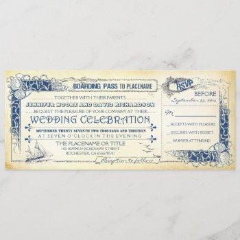 nautical wedding invitation boarding pass tickets