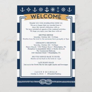 nautical wedding itinerary - wedding welcome invitation
