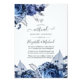 Small Navy And White With Silver Foil Virtual Wedding Front View