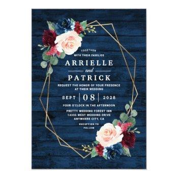 Small Navy Blue Burgundy Gold Blush Pink Country Wedding Front View