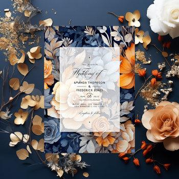 Small Navy Blue, Burnt Orange & Champagne Floral Wedding Front View