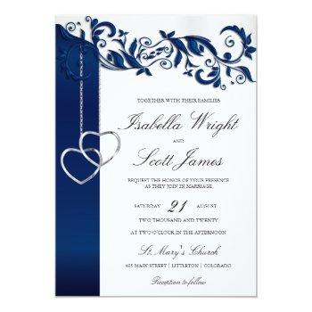 Small Navy Blue Floral Design Wedding Front View