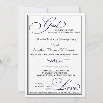 Small Navy Blue God Is Love Christian Wedding Front View
