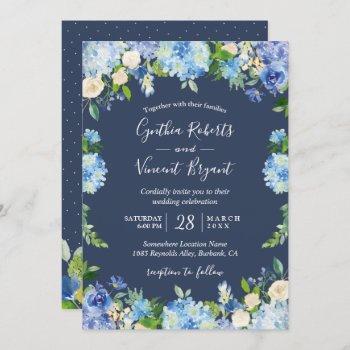 Small Navy Blue Hydrangeas Floral Romantic Wedding Front View