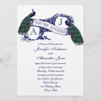 Small Navy Blue Peacock Wedding Front View