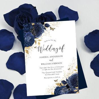 Small Navy Blue Roses & Gold Butterflies Wedding Front View