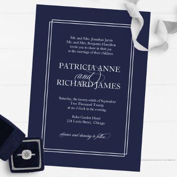 Small Navy Blue Simple Elegant Formal Wedding Front View