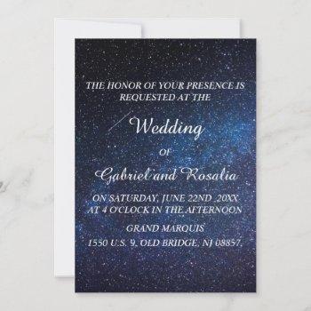 navy blue starry night sky milkyway wedding invitation