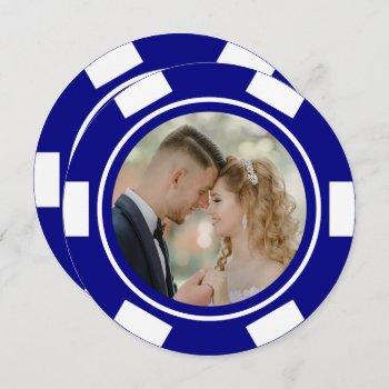 Small Navy Blue Vegas Poker Chip Wedding Elopement Party Front View