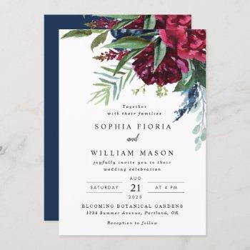 Small Navy Burgundy Floral All In One Wedding Front View