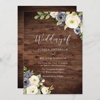 Small Navy & Champagne Flowers Rustic Wedding Front View