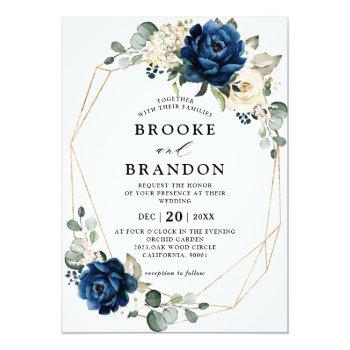 Small Navy Gold White Champagne Ivory Geometric Wedding Front View