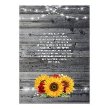 Small Navy Gray Red Rose Sunflower Rustic Wood Wedding Back View