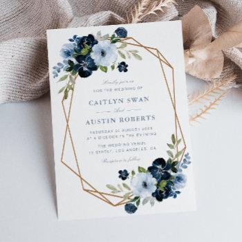 Small Navy & Light Blue Floral Geometric Wedding Front View