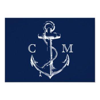 Small Navy Nautical Sketch Anchor | Rsvp Back View