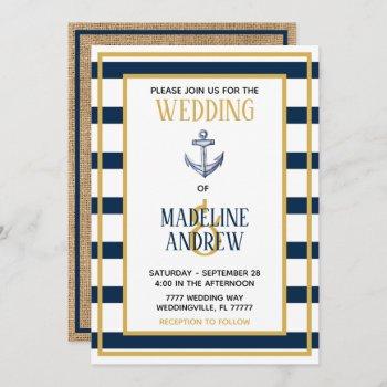 Small Navy Nautical Stripes Anchor Wedding Front View